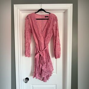 Le Chateau Pink Lace Long Sleeve Dress